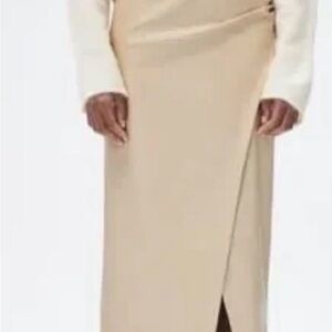 Zara Elegant Tan Wrap Skirt